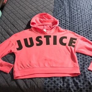 GIRLS JUSTICE CROPPED HOODIE SZ 12 YOUTH VGUC PINK